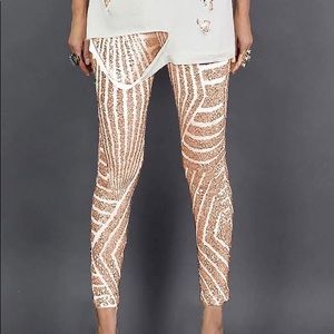 COPY - Champagne Sequin High Waisted Leggings